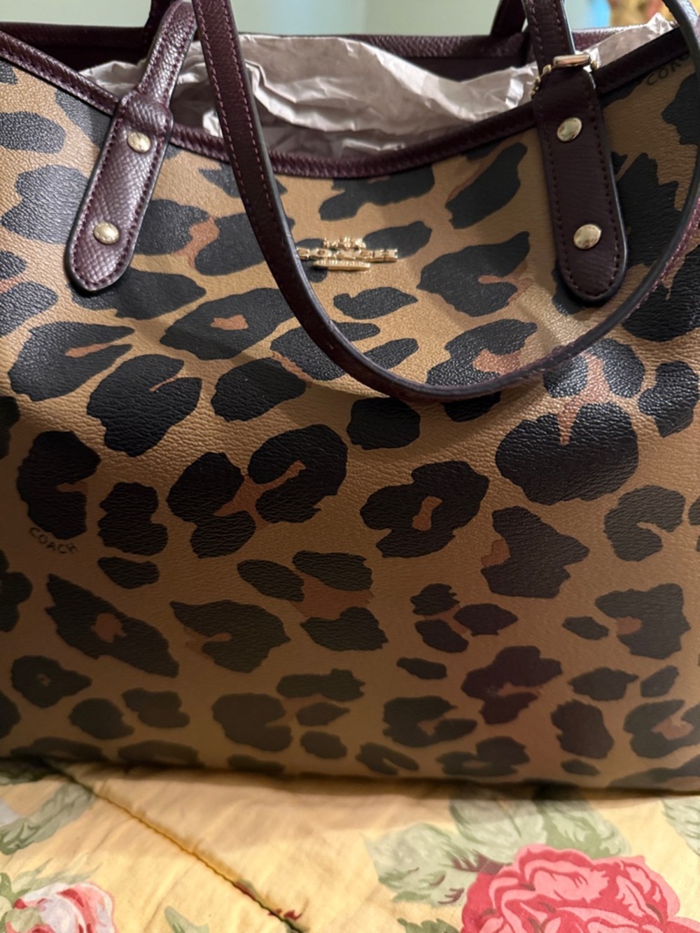 Coach Leopard-Print Tote in Brown and Black